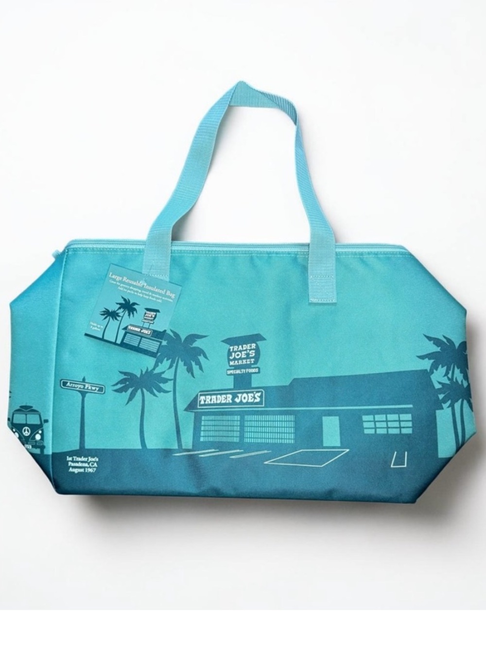 ❤️ Trader Joe’s Large Reusable Insulated Cooler Bag Dusty Blue NWT